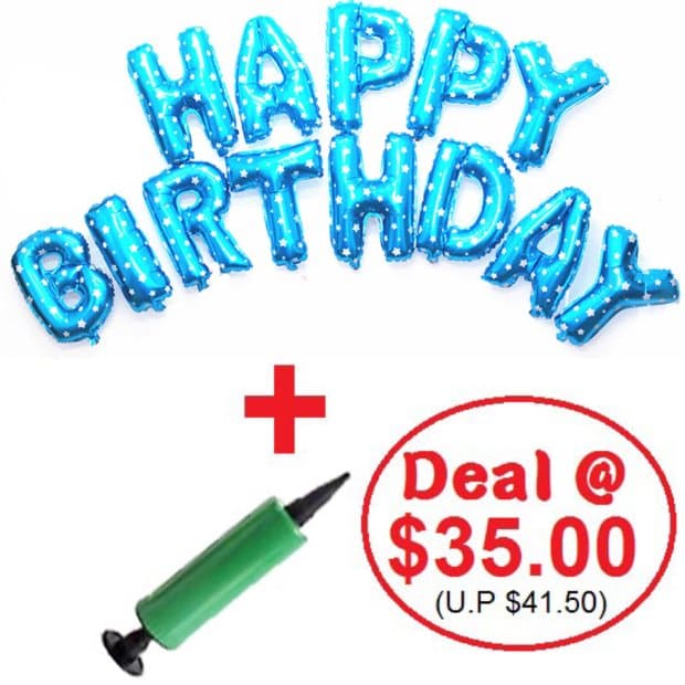 Mini Alphabet (BLUE) Foil With Balloon Pump DIY Value Pack Singapore